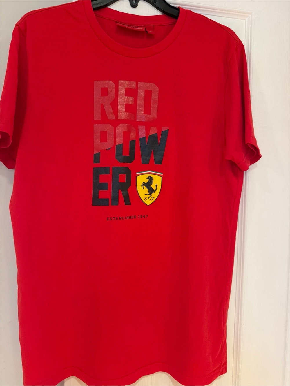 Ferrari Red Short Sleeve Graphic Tee with Yellow Shield